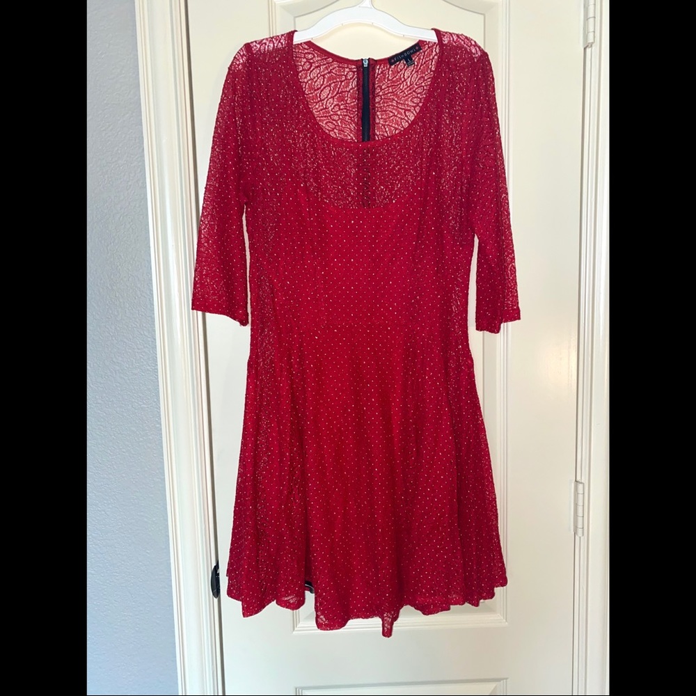 Fishbowl Red, Gold studded dress